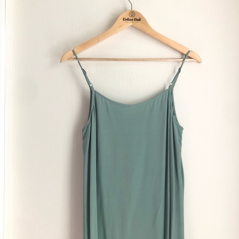 Eileen Fisher size Medium Green Crepe Tencel Slip Long Night Out Dress NEW - Picture 8 of 10